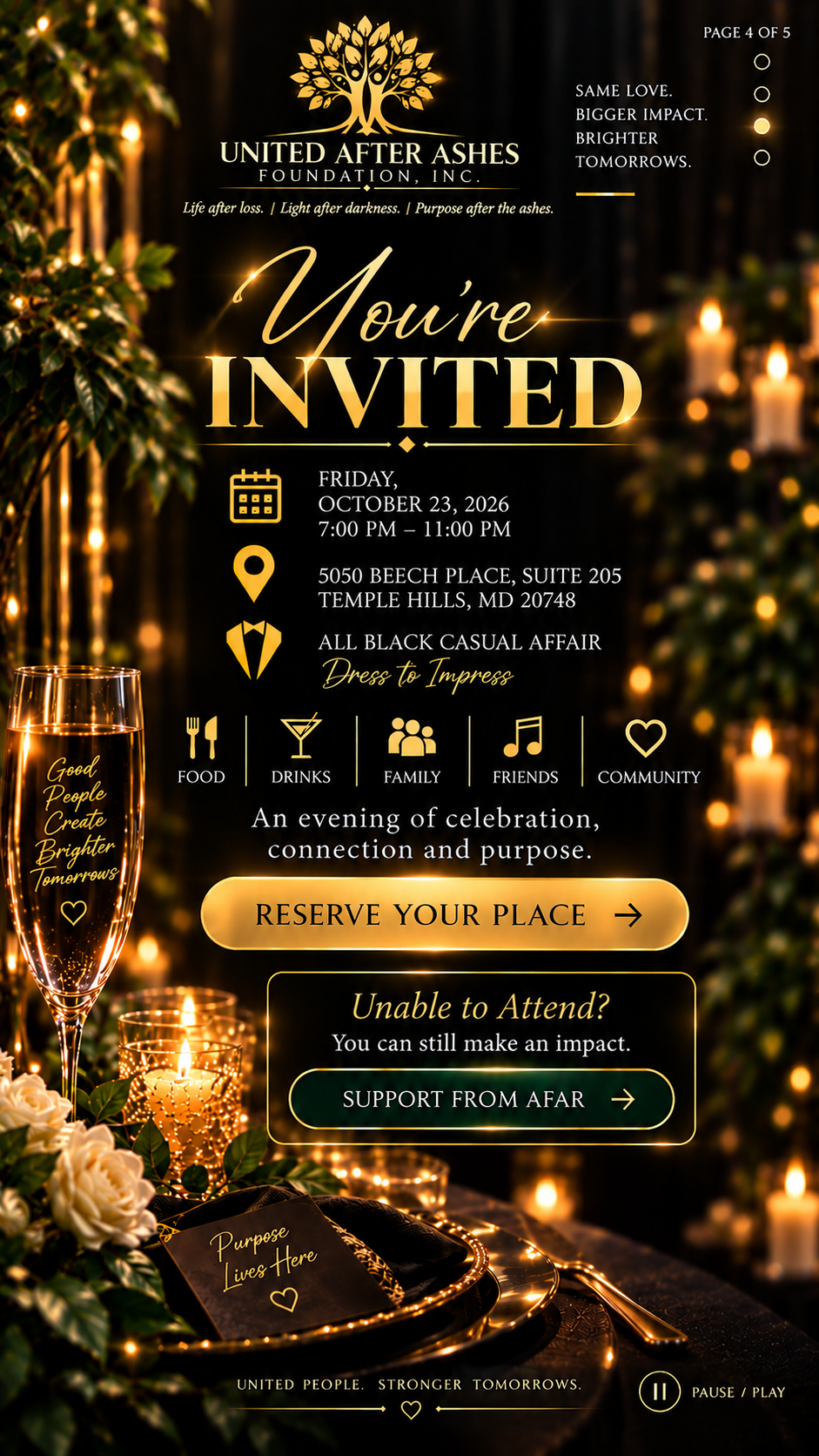 United After Ashes Foundation inaugural celebration details and attendance options